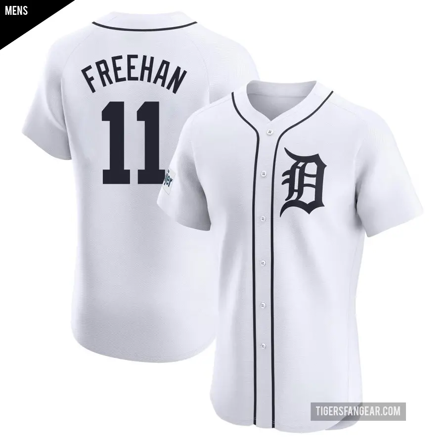 Men's Detroit Tigers ＃11 Bill Freehan Elite White Home Patch Jersey