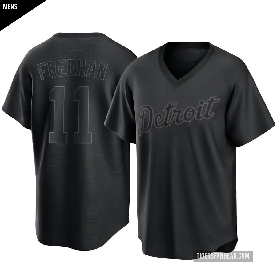 Men's Detroit Tigers ＃11 Bill Freehan Replica Black Pitch Fashion Jersey