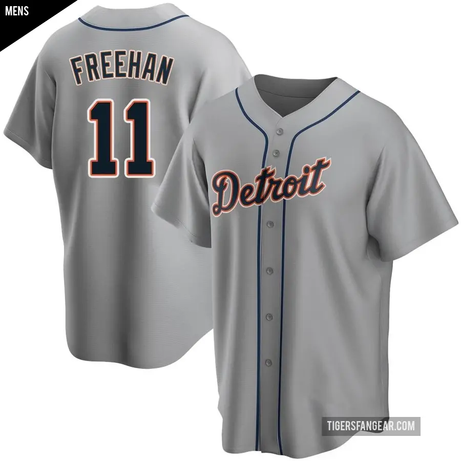 Men's Detroit Tigers ＃11 Bill Freehan Replica Gray Road Jersey