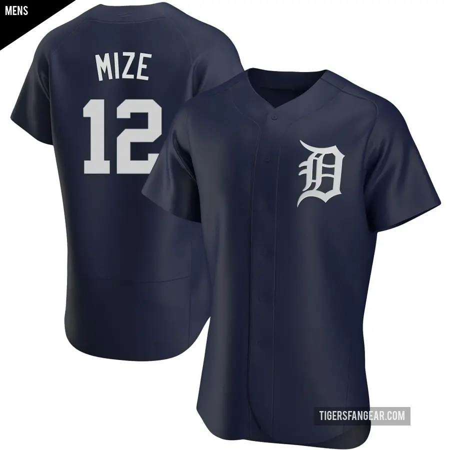 Men's Detroit Tigers ＃12 Casey Mize Authentic Navy Alternate Jersey