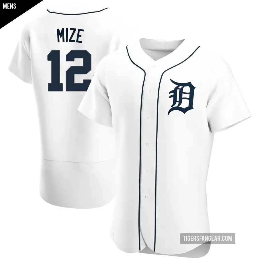 Men's Detroit Tigers ＃12 Casey Mize Authentic White Home Jersey