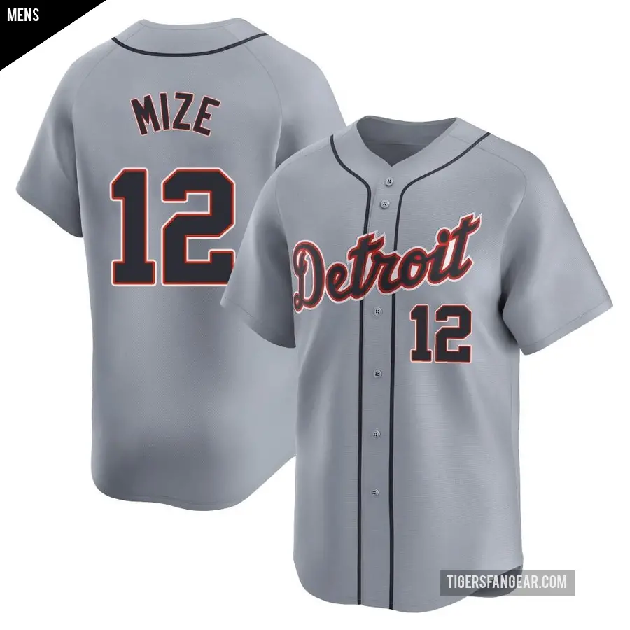 Men's Detroit Tigers ＃12 Casey Mize Limited Gray Road Jersey