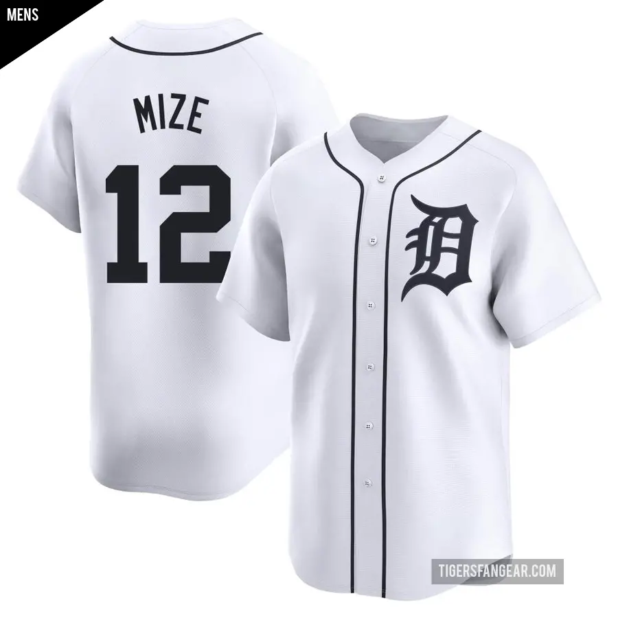 Men's Detroit Tigers ＃12 Casey Mize Limited White Home Jersey