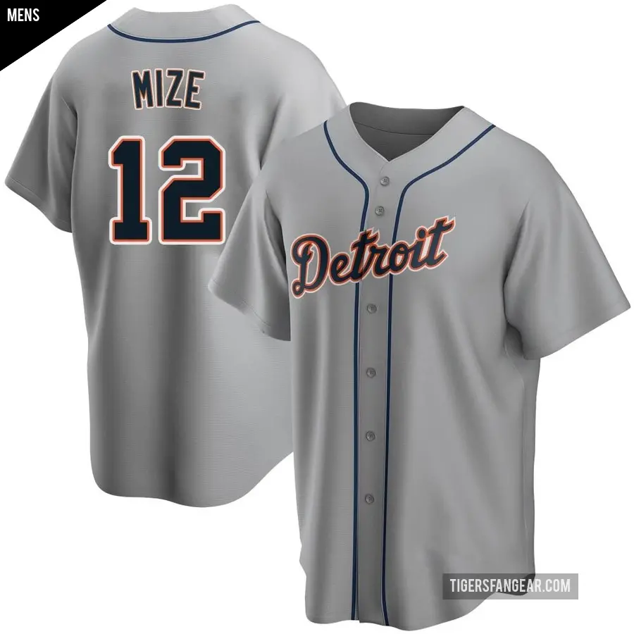 Men's Detroit Tigers ＃12 Casey Mize Replica Gray Road Jersey