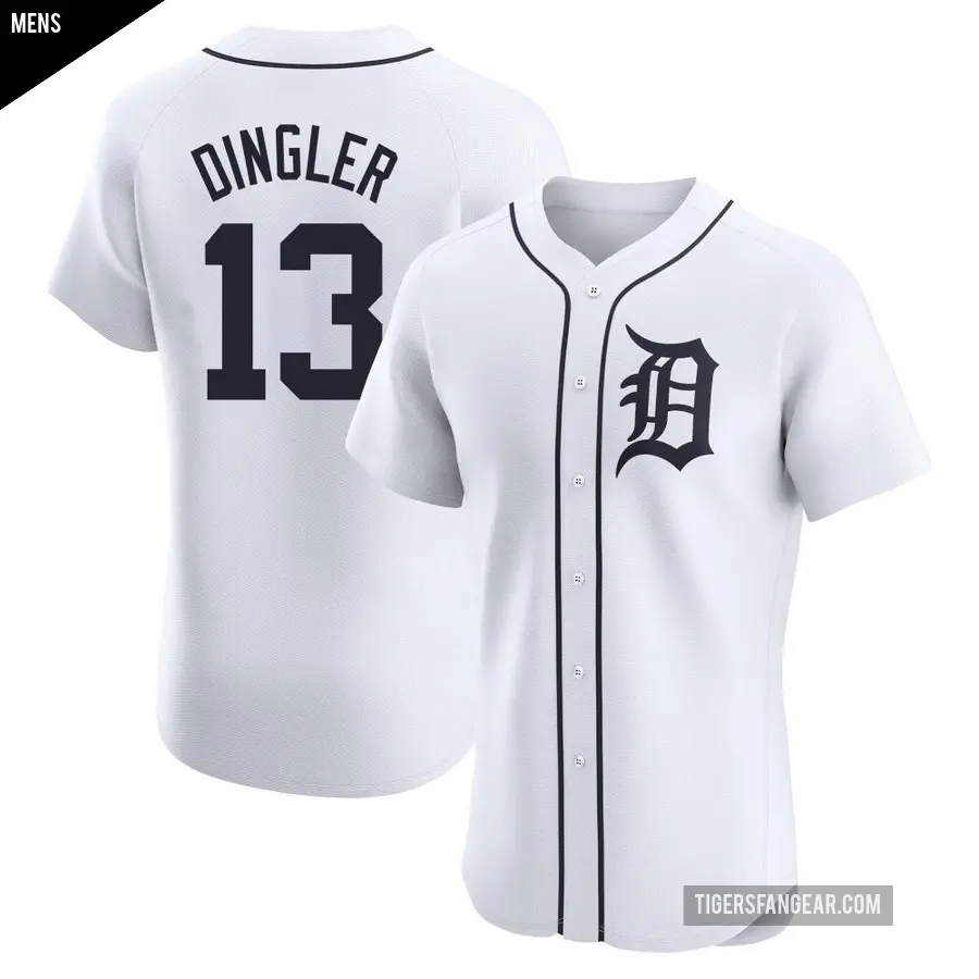 Men's Detroit Tigers ＃13 Dillon Dingler Elite White Home Jersey