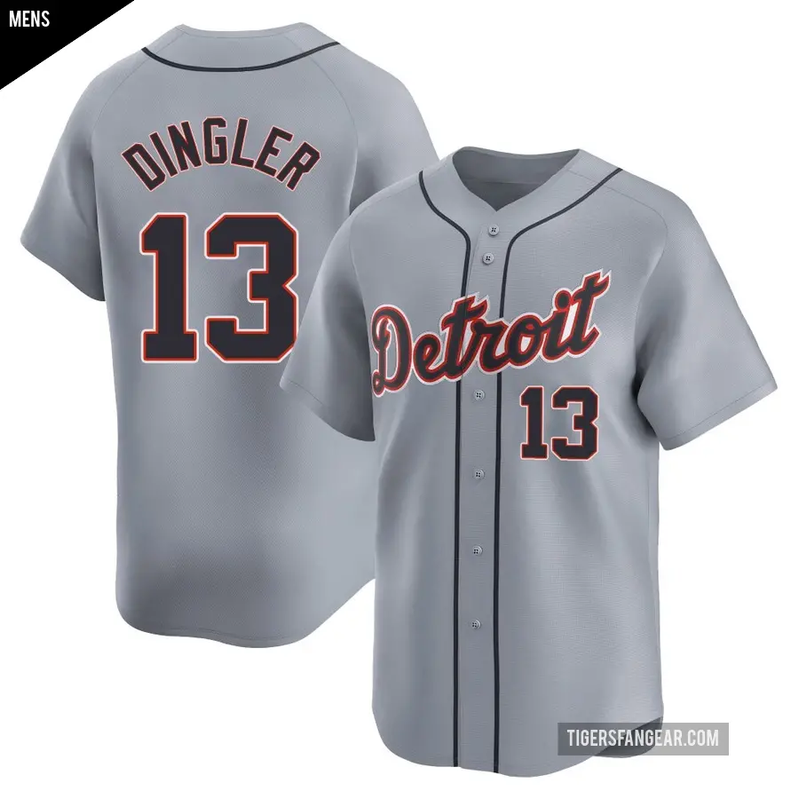 Men's Detroit Tigers ＃13 Dillon Dingler Limited Gray Road Jersey