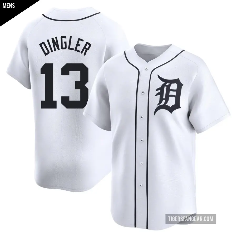 Men's Detroit Tigers ＃13 Dillon Dingler Limited White Home Jersey