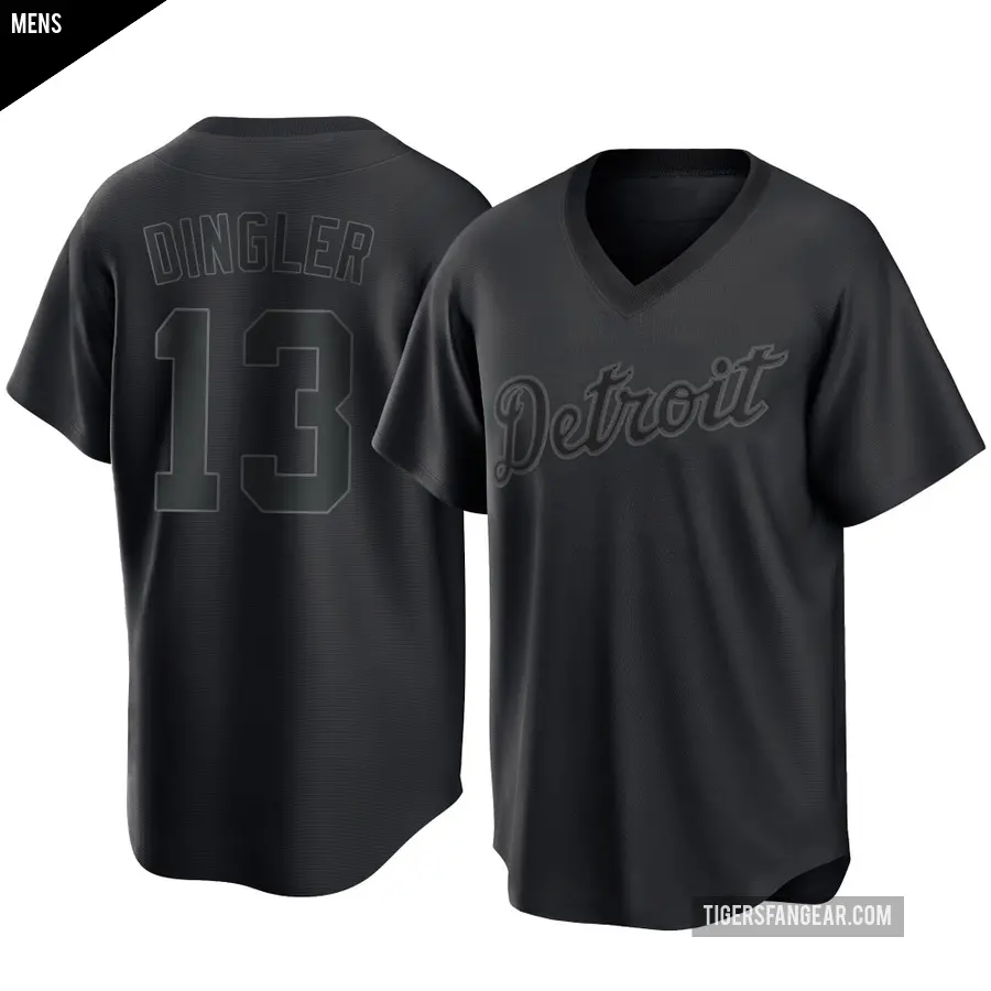 Men's Detroit Tigers ＃13 Dillon Dingler Replica Black Pitch Fashion Jersey