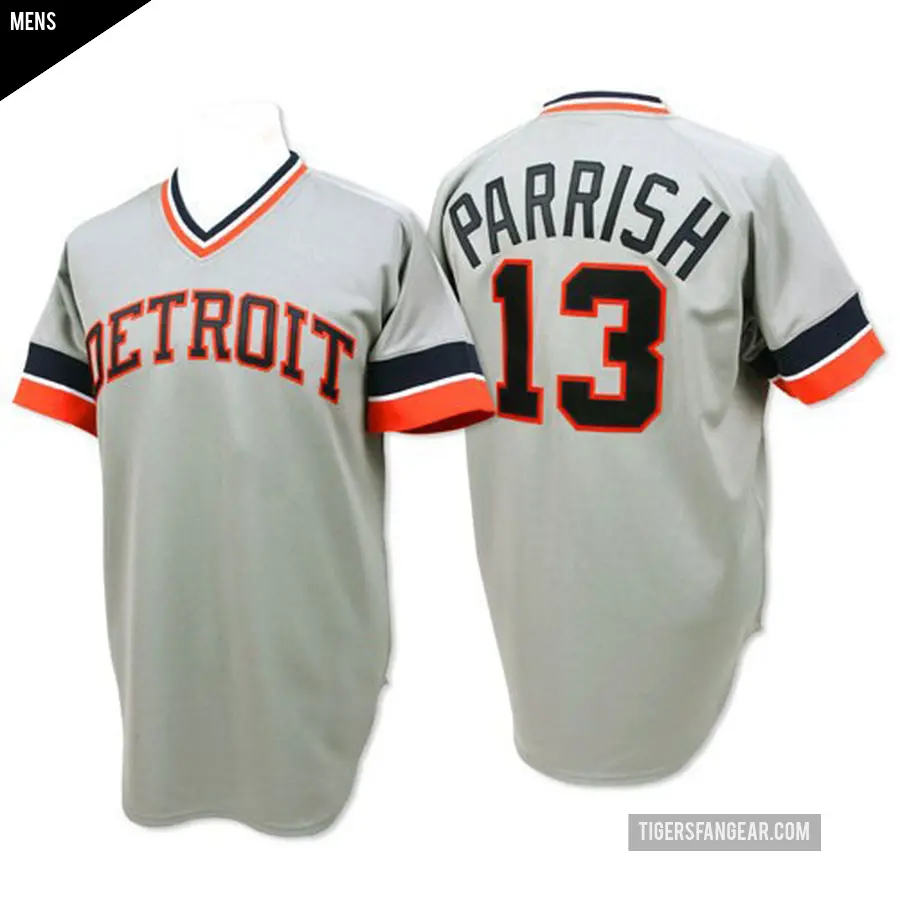 Men's Detroit Tigers ＃13 Lance Parrish Authentic Grey Throwback Jersey