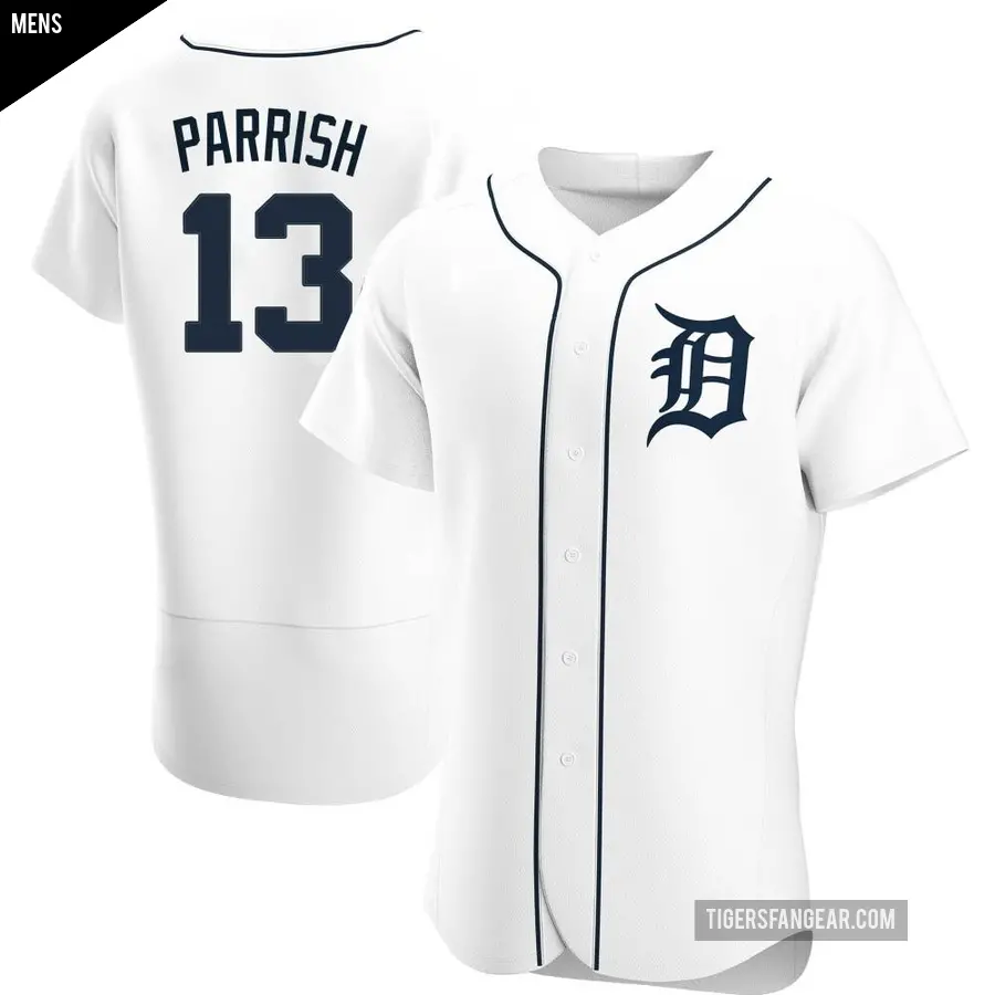 Men's Detroit Tigers ＃13 Lance Parrish Authentic White Home Jersey