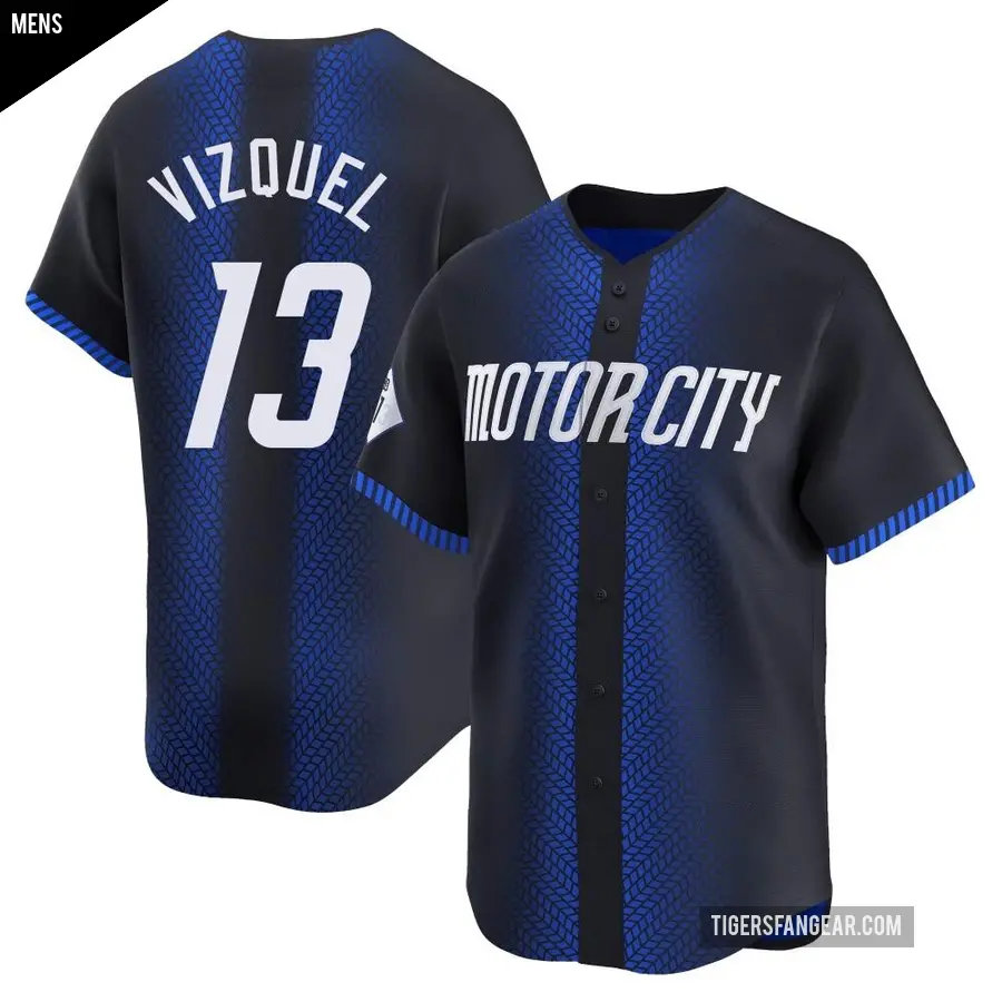 Men's Detroit Tigers ＃13 Omar Vizquel Limited Blue 2024 City Connect Jersey