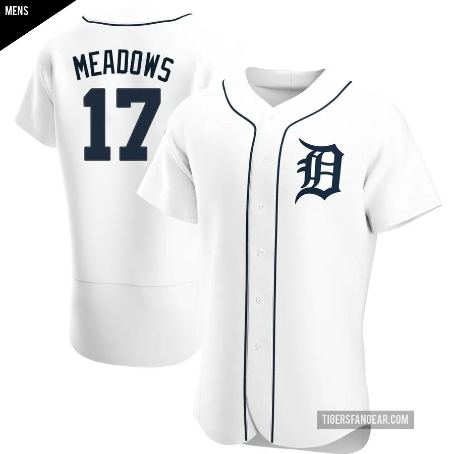 Men's Detroit Tigers ＃17 Austin Meadows Authentic White Home Jersey