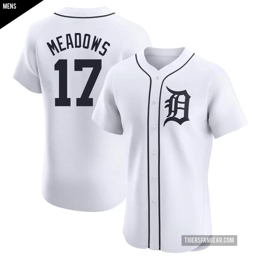 Men's Detroit Tigers ＃17 Austin Meadows Elite White Home Jersey