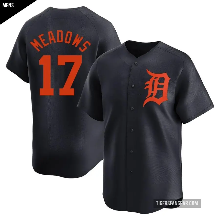 Men's Detroit Tigers ＃17 Austin Meadows Limited Navy Alternate Jersey