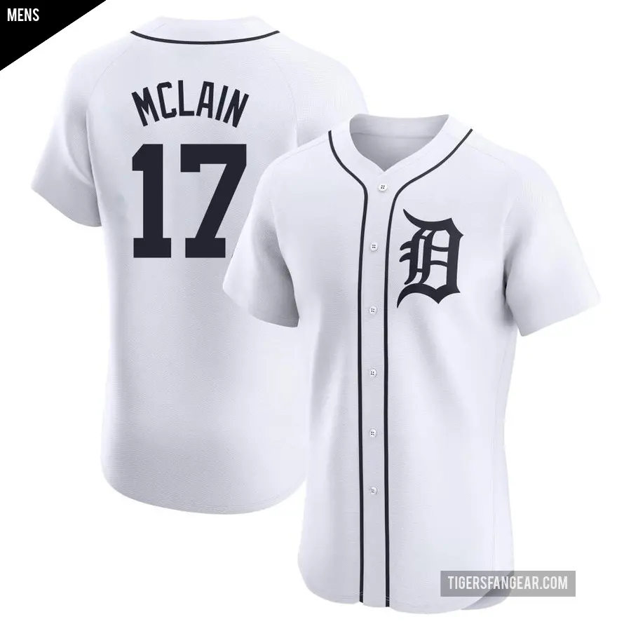 Men's Detroit Tigers ＃17 Denny McLain Elite White Home Jersey