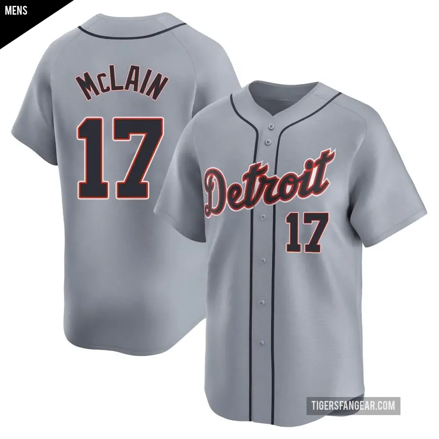 Men's Detroit Tigers ＃17 Denny McLain Limited Gray Road Jersey