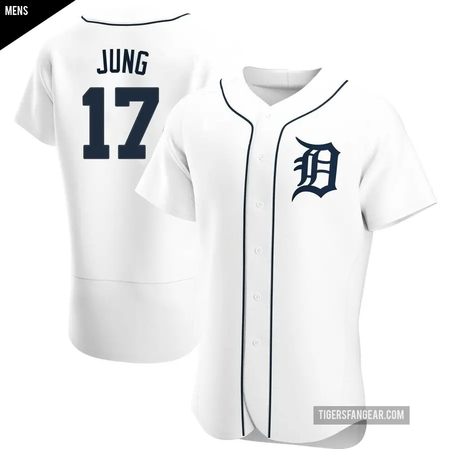 Men's Detroit Tigers ＃17 Jace Jung Authentic White Home Jersey