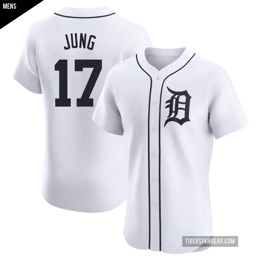 Men's Detroit Tigers ＃17 Jace Jung Elite White Home Jersey