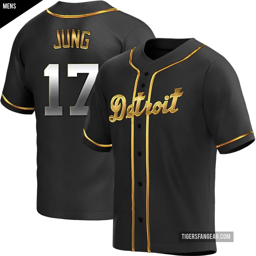 Men's Detroit Tigers ＃17 Jace Jung Replica Gold Black en Alternate Jersey