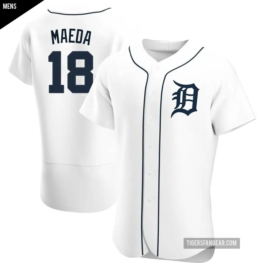 Men's Detroit Tigers ＃18 Kenta Maeda Authentic White Home Jersey