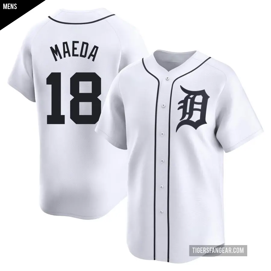 Men's Detroit Tigers ＃18 Kenta Maeda Limited White Home Jersey