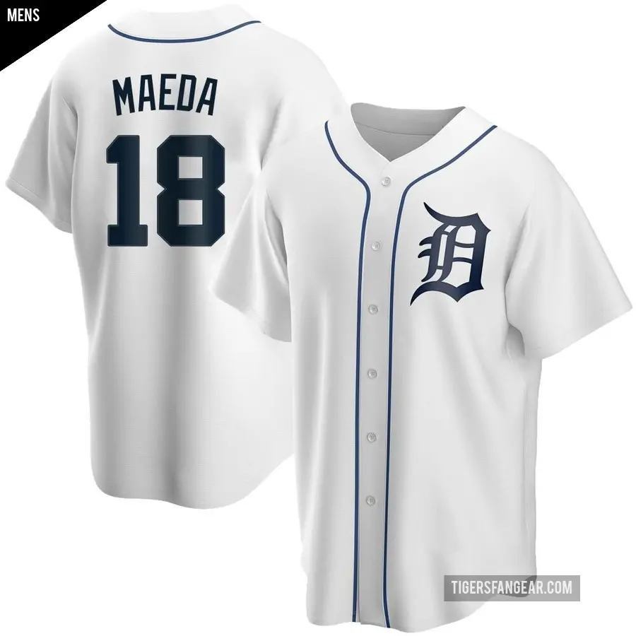 Men's Detroit Tigers ＃18 Kenta Maeda Replica White Home Jersey