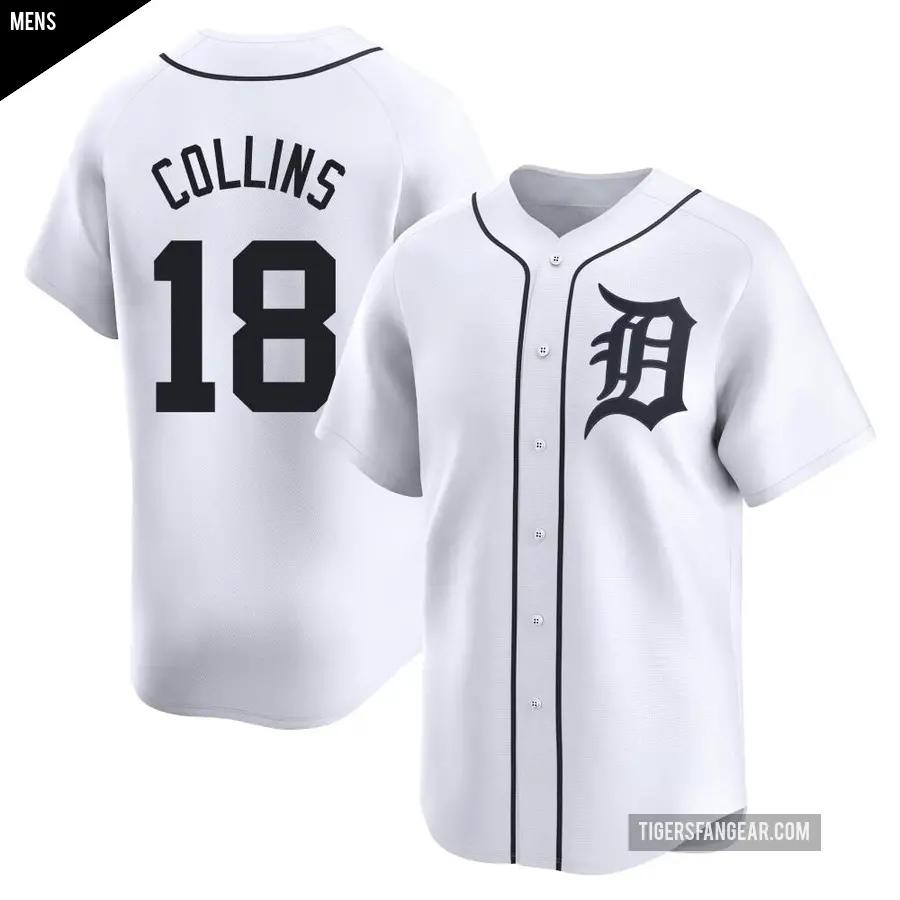 Men's Detroit Tigers ＃18 Tyler Collins Limited White Home Jersey