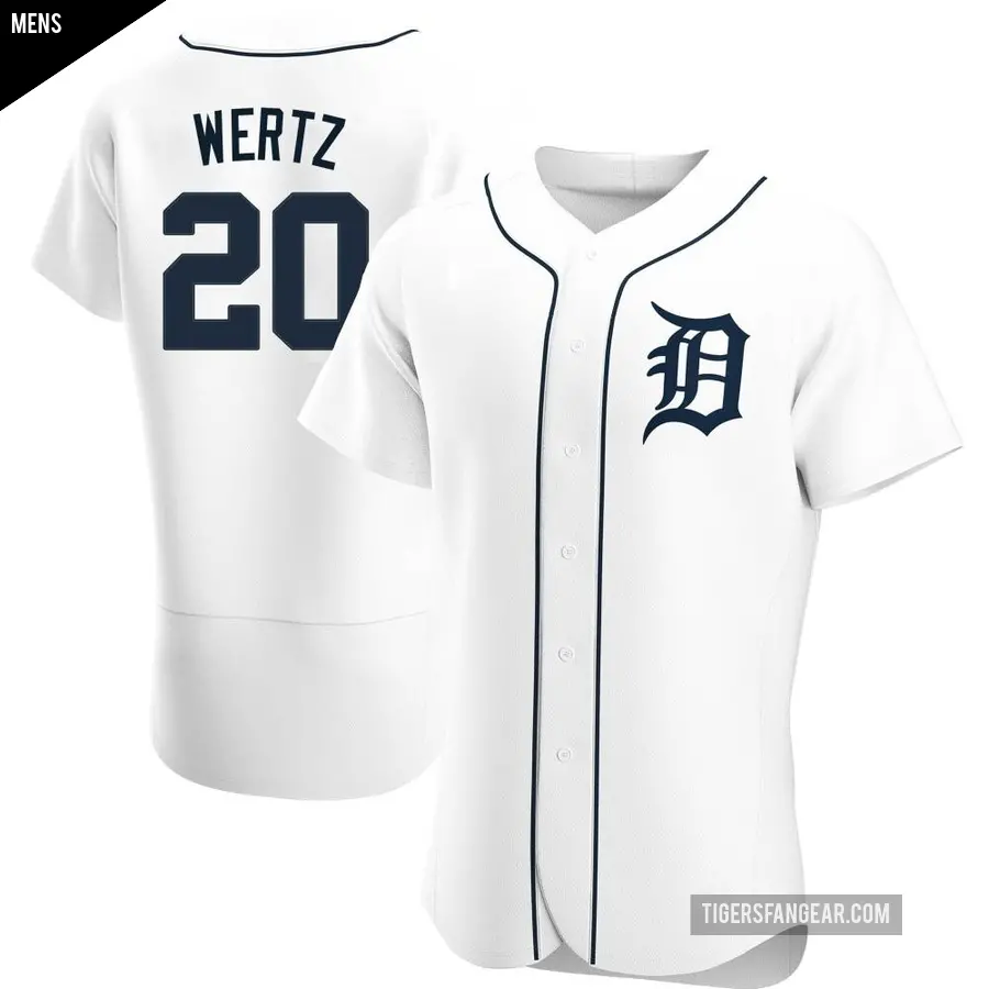 Men's Detroit Tigers ＃20 Vic Wertz Authentic White Home Jersey