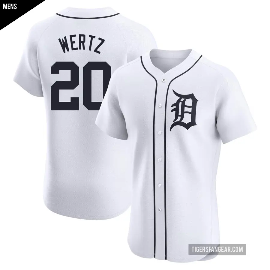 Men's Detroit Tigers ＃20 Vic Wertz Elite White Home Jersey