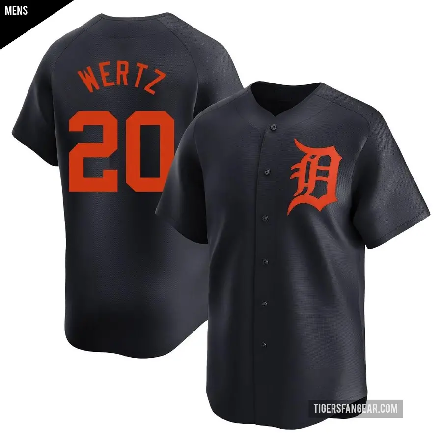 Men's Detroit Tigers ＃20 Vic Wertz Limited Navy Alternate Jersey