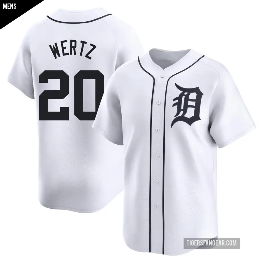 Men's Detroit Tigers ＃20 Vic Wertz Limited White Home Jersey