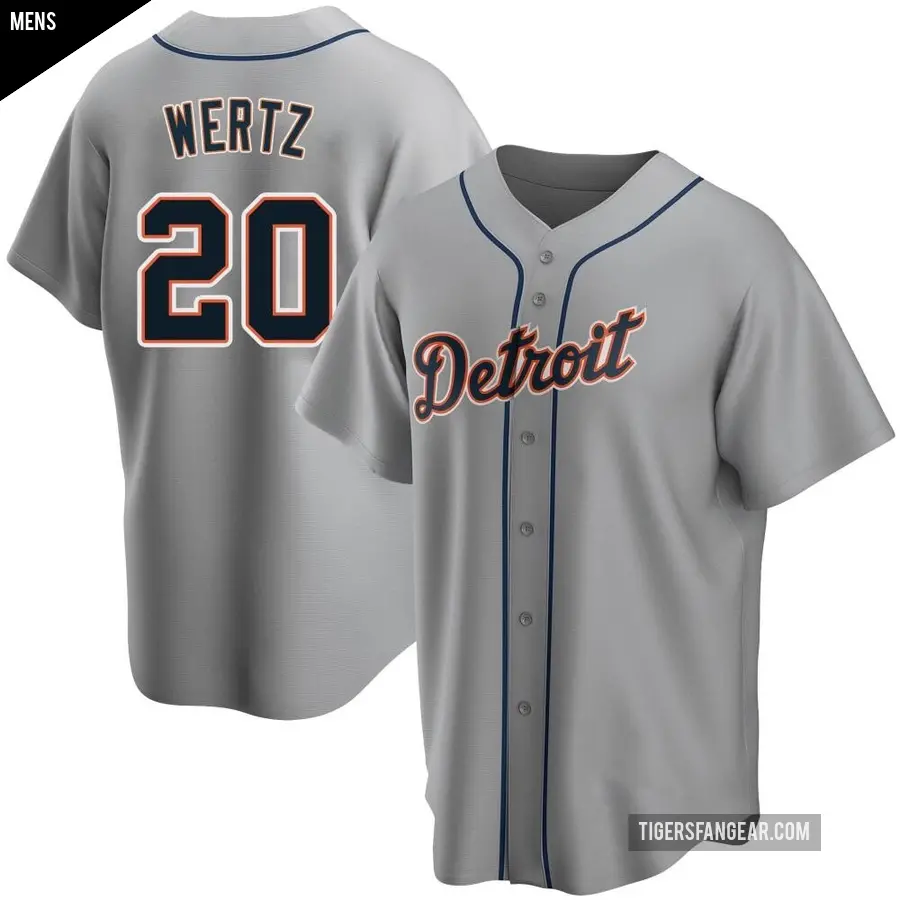 Men's Detroit Tigers ＃20 Vic Wertz Replica Gray Road Jersey