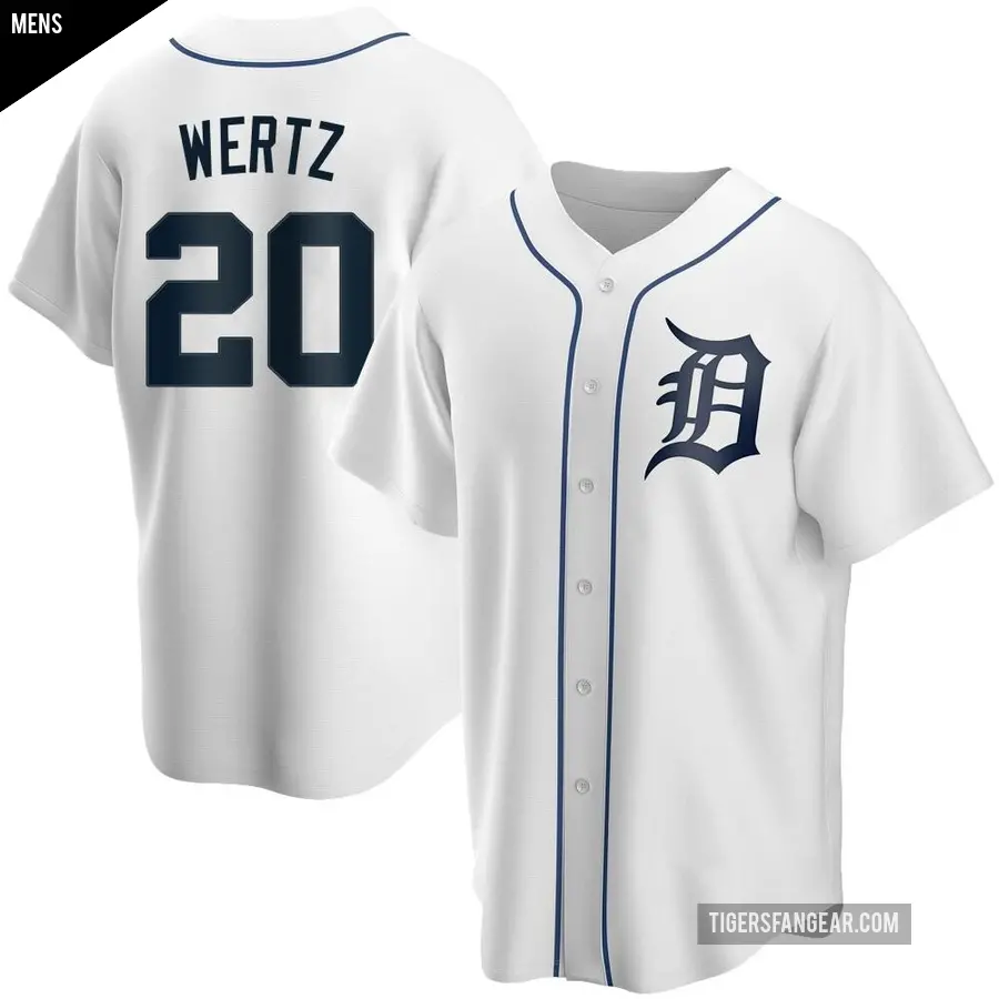 Men's Detroit Tigers ＃20 Vic Wertz Replica White Home Jersey