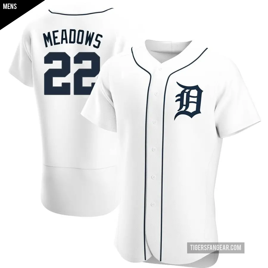 Men's Detroit Tigers ＃22 Parker Meadows Authentic White Home Jersey