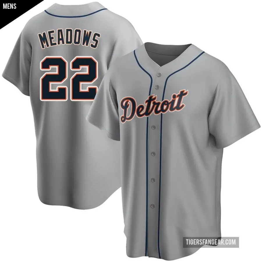 Men's Detroit Tigers ＃22 Parker Meadows Replica Gray Road Jersey