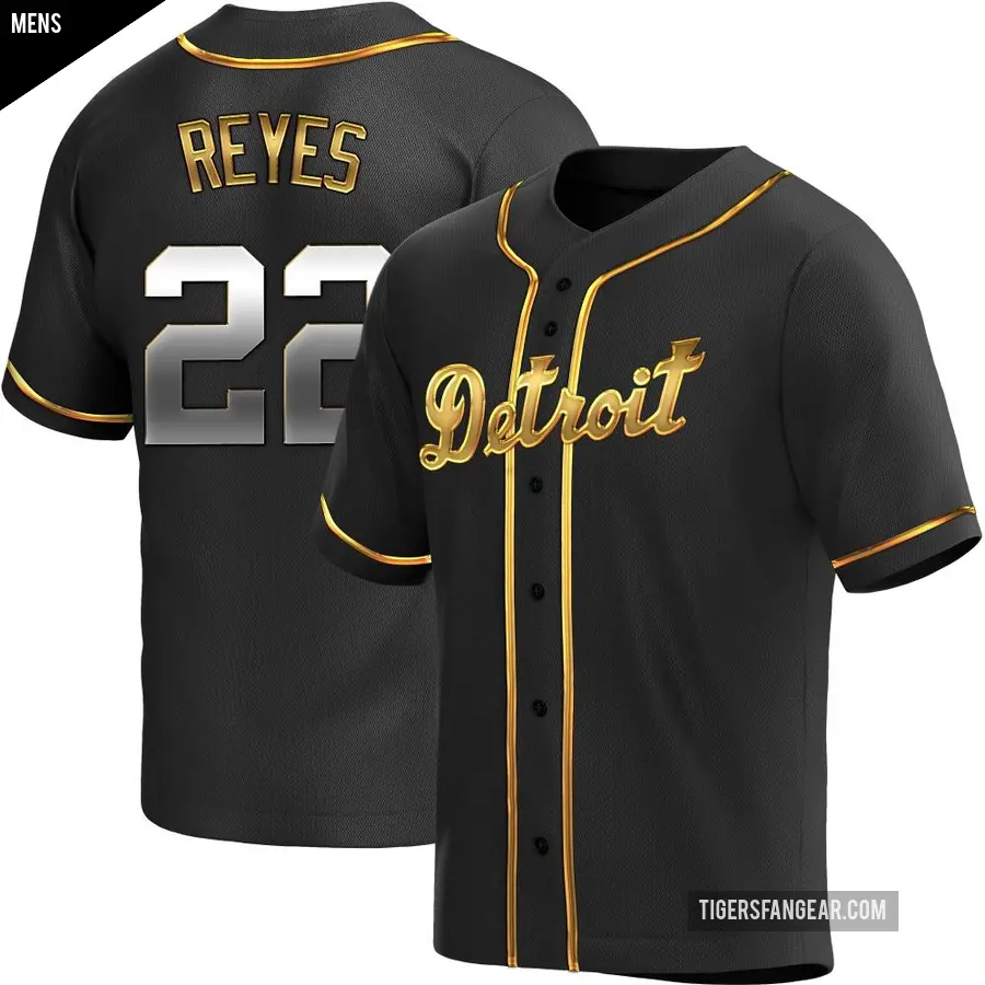 Men's Detroit Tigers ＃22 Victor Reyes Replica Gold Black en Alternate Jersey