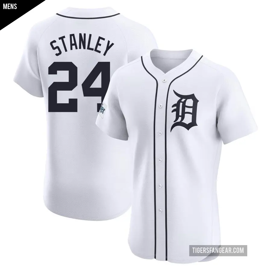 Men's Detroit Tigers ＃24 Mickey Stanley Elite White Home Patch Jersey