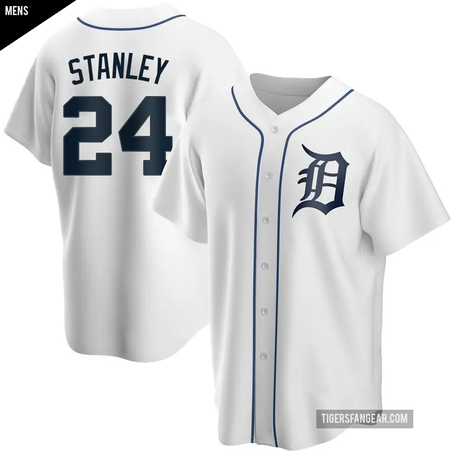 Men's Detroit Tigers ＃24 Mickey Stanley Replica White Home Jersey