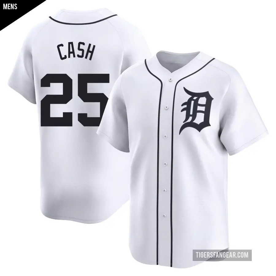 Men's Detroit Tigers ＃25 Norm Cash Limited White Home Jersey