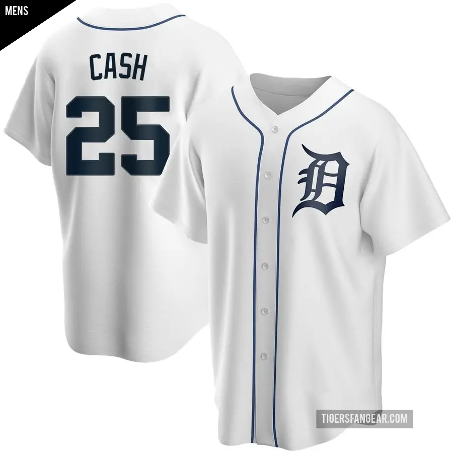 Men's Detroit Tigers ＃25 Norm Cash Replica White Home Jersey