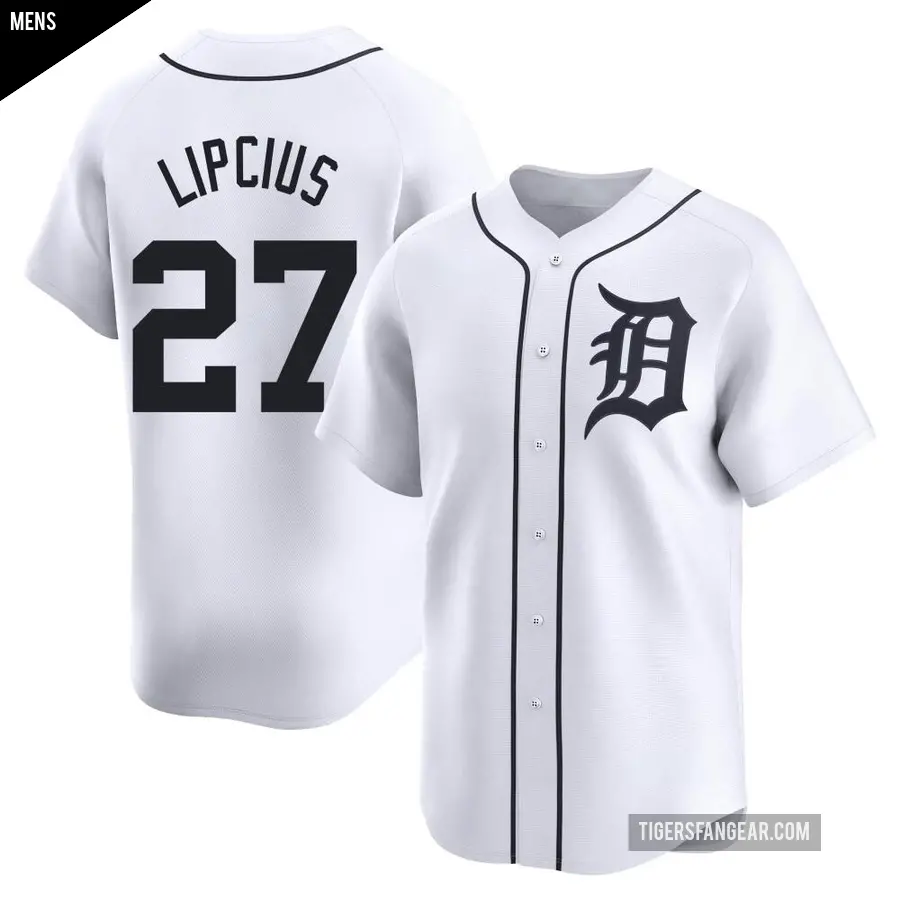 Men's Detroit Tigers ＃27 Andre Lipcius Limited White Home Jersey