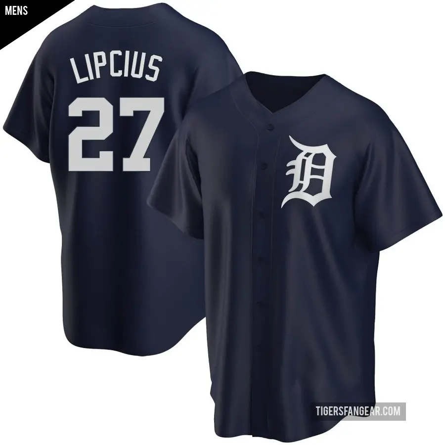 Men's Detroit Tigers ＃27 Andre Lipcius Replica Navy Alternate Jersey