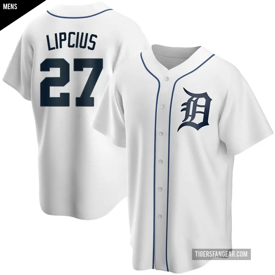 Men's Detroit Tigers ＃27 Andre Lipcius Replica White Home Jersey