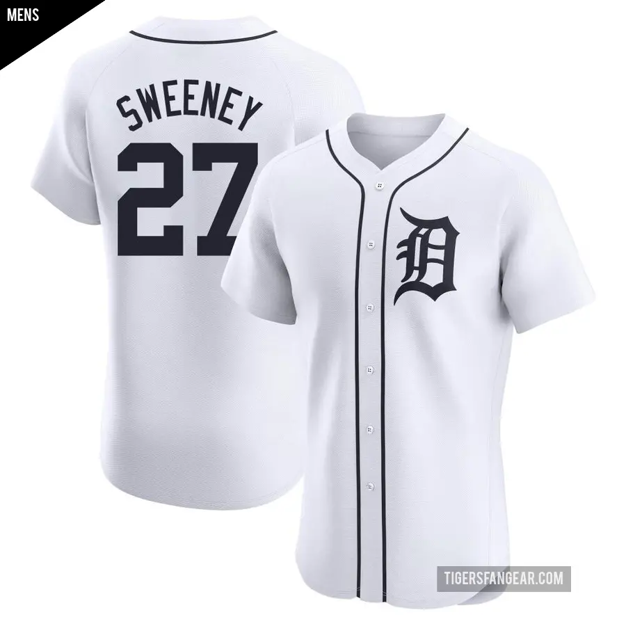 Men's Detroit Tigers ＃27 Trey Sweeney Elite White Home Jersey