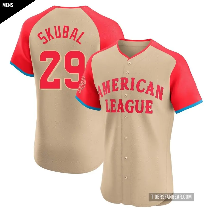 Men's Detroit Tigers ＃29 Tarik Skubal Elite Cream American League 2024 All-Star Game Jersey