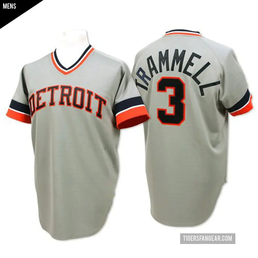 Men's Detroit Tigers ＃3 Alan Trammell Authentic Grey Throwback Jersey