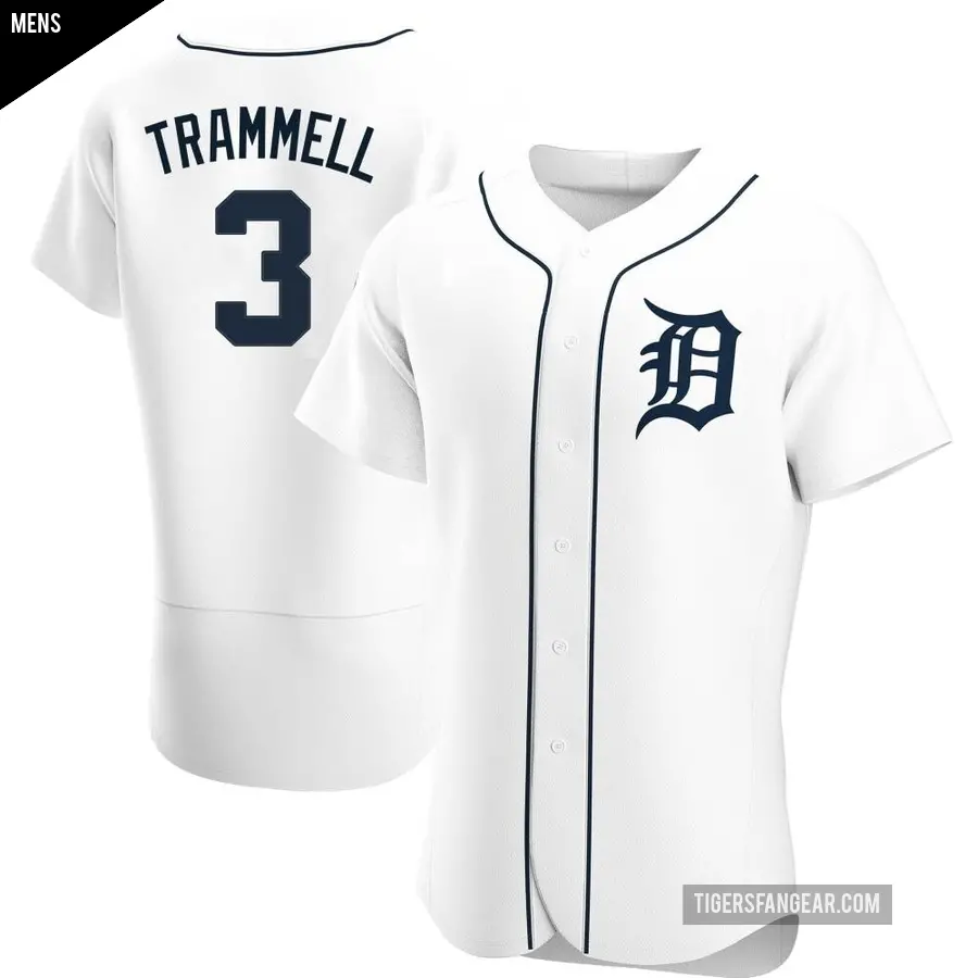 Men's Detroit Tigers ＃3 Alan Trammell Authentic White Home Jersey