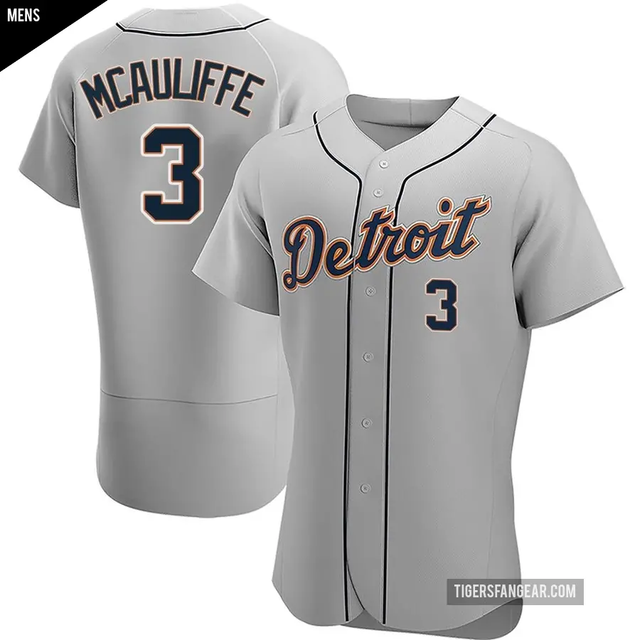 Men's Detroit Tigers ＃3 Dick Mcauliffe Authentic Gray Road Jersey