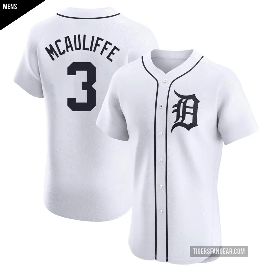 Men's Detroit Tigers ＃3 Dick Mcauliffe Elite White Home Jersey