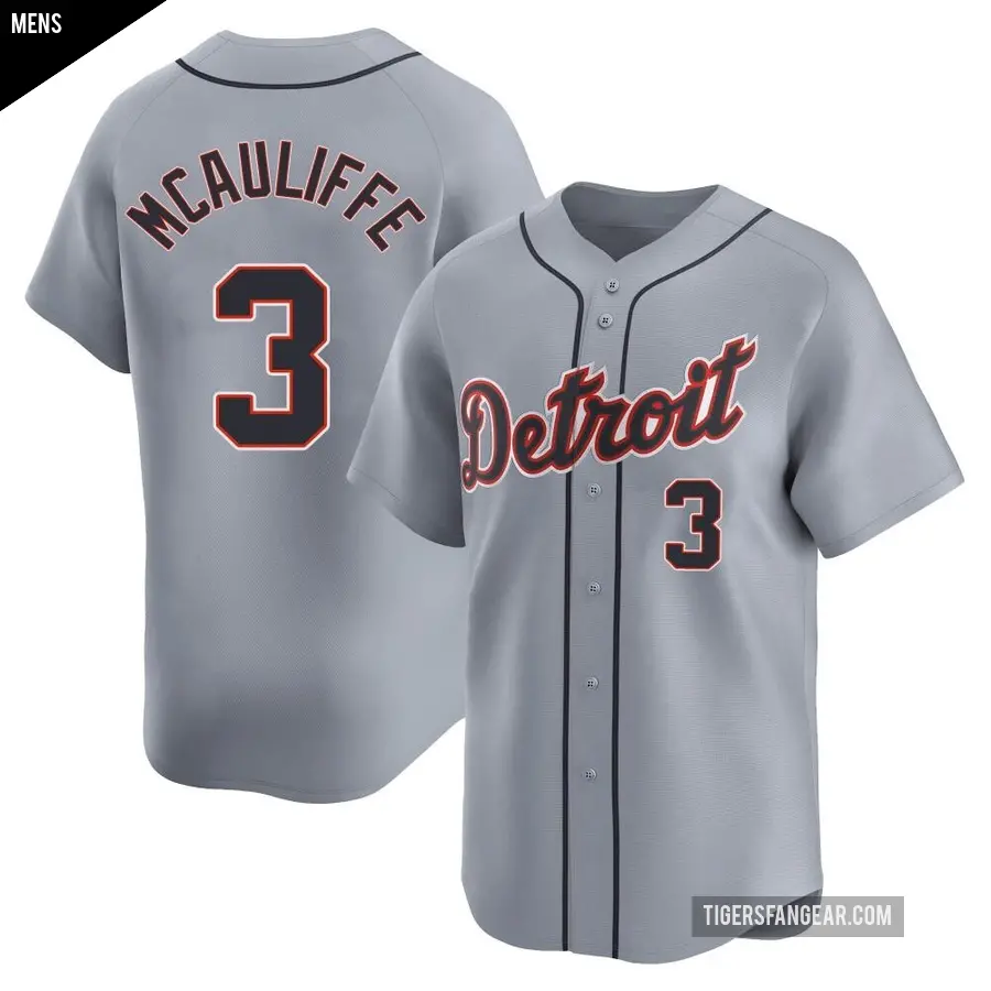 Men's Detroit Tigers ＃3 Dick Mcauliffe Limited Gray Road Jersey